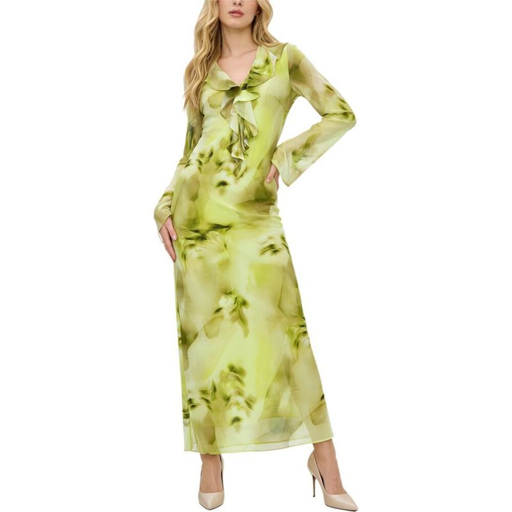 Burryco Womens Long Sleeve Maxi Dress, Green